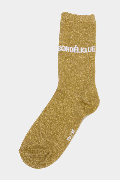 Chaussettes &agrave; fils m&eacute;tallis&eacute;s mi-hautes vert clair femme