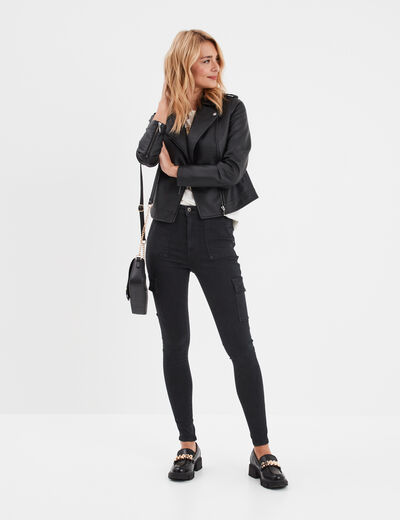 Pantalon cargo skinny 7/8ème Liberto noir femme