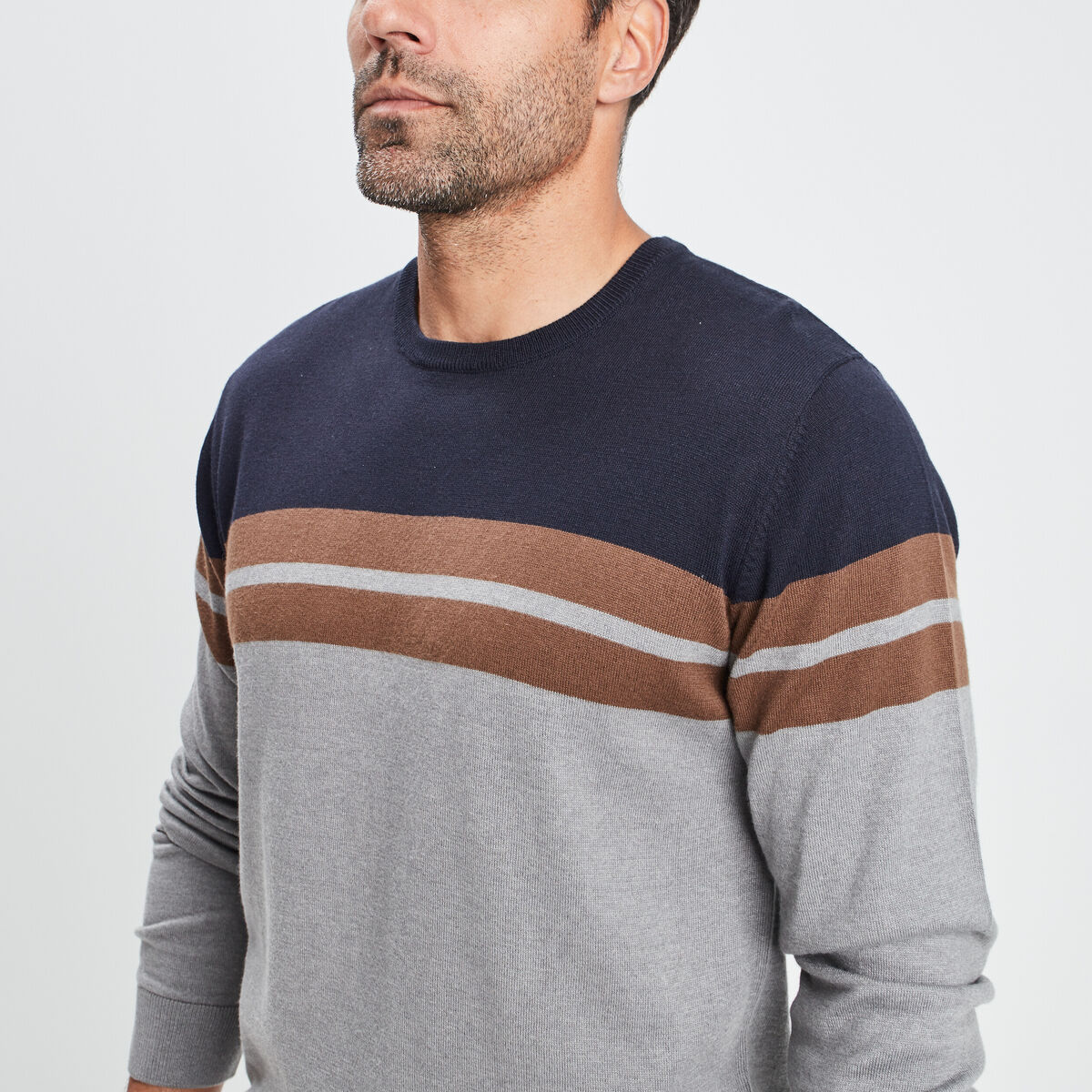 Pull manches longues gris homme