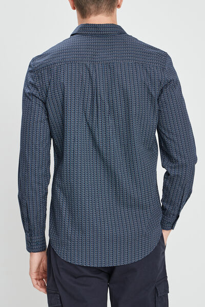 Chemise droite manches longues bleu homme