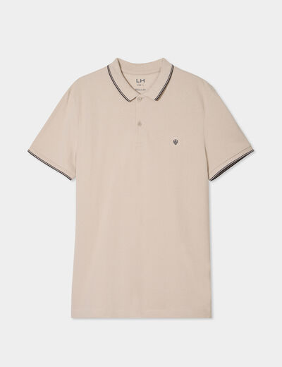 Polo manches courtes bords contrastés sable homme