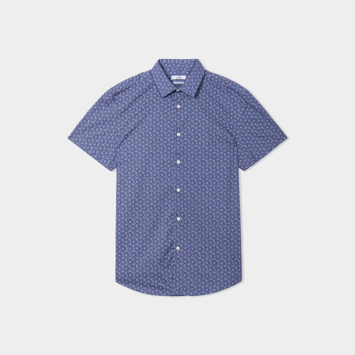 Chemise manches courtes coton bleu homme