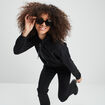 Sweat cropped zippé à capuche Liberto noir femme