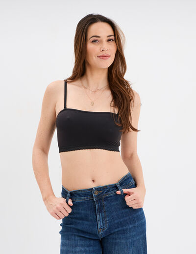 Soutien-gorge bandeau bretelle amovible noir femme