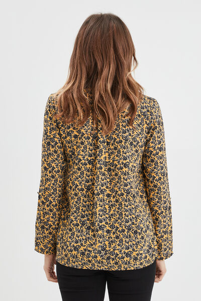 Blouse manches longues jaune moutarde femme