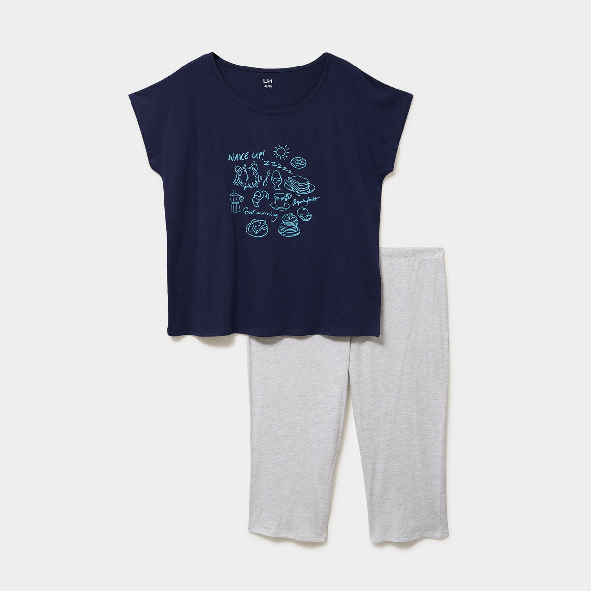 Ensemble pyjama corsaire et t-shirt bleu marine femme grande taille