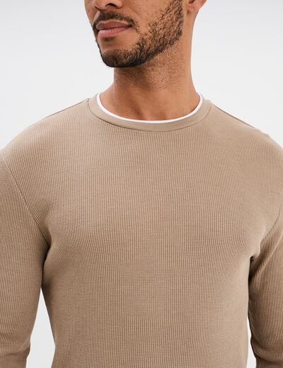 T-shirt col rond Creeks taupe homme