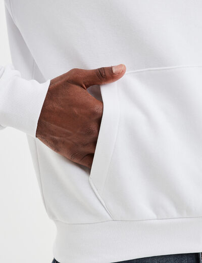 Sweat molleton &agrave; capuche hoodie blanc homme