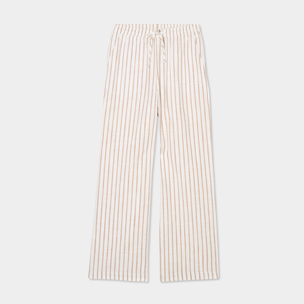 Pantalon large taille élastiquée coton blanc femme