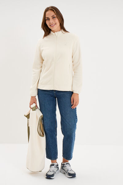 Veste polaire zipp&eacute; manches longues blanc femme