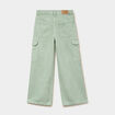 Pantalon large battle poches &agrave; rabat vert pastel fille