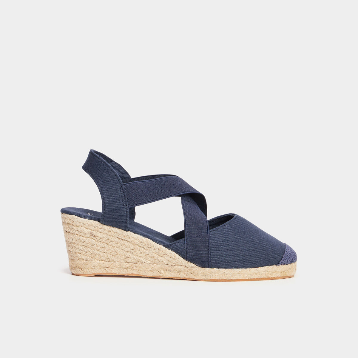 Sandales espadrilles compens&eacute;es bleu femme