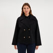 Manteau court double boutonnage noir femme grande taille