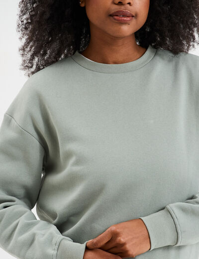 Sweat col rond manches longues vert pastel femme