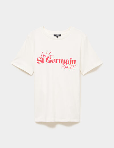 T-shirt manches courtes coton ecru femme