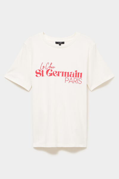 T-shirt manches courtes coton ecru femme