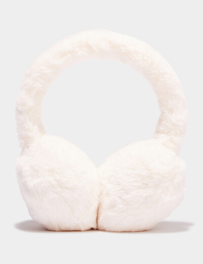 Cache-oreilles fausse fourrure ivoire femme