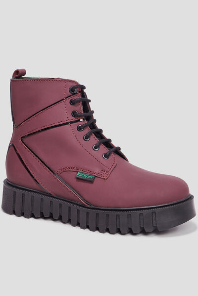 Bottines en cuir Kickers Kickfab bordeaux femme