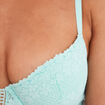 Soutien-gorge corbeille paddé dentelle bleu turquoise femme