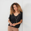 T-shirt col en V bijou Mosquitos noir femme