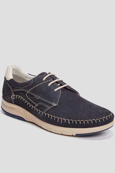 Derbies en cuir Walking bleu marine homme