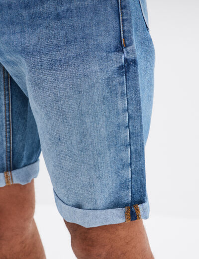 Bermuda short droit en jean denim double stone homme
