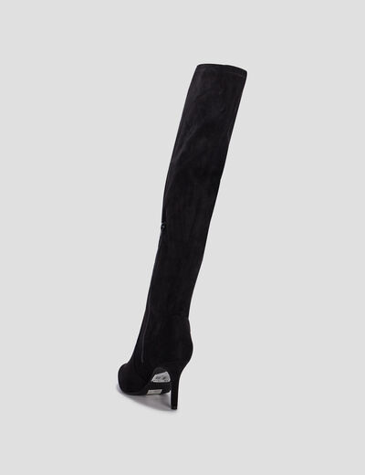 Cuissardes zipp&eacute;es effet su&eacute;dine noir femme