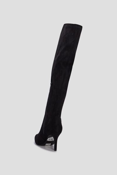 Cuissardes zipp&eacute;es effet su&eacute;dine noir femme