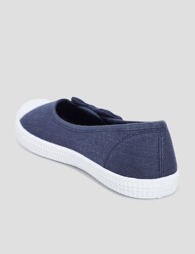 Ballerines en toile avec noeuds bleu marine femme