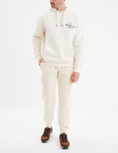 Sweat à capuche hoodie One Piece sable homme