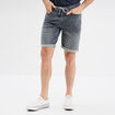 Bermuda droit &agrave; coulisse en jean denim gris homme