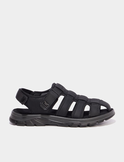 Sandales &agrave; scratchs avec bout rond noir homme