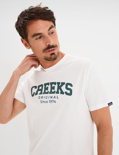 T-shirt droit manches courtes coton blanc homme