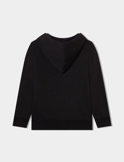 Sweat zipp&eacute; &agrave; capuche molleton noir gar&ccedil;on