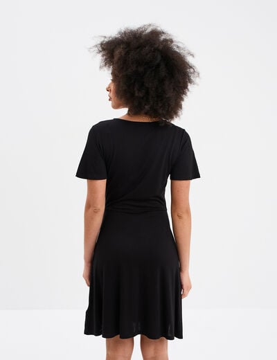 Robe patineuse manches courtes noir femme
