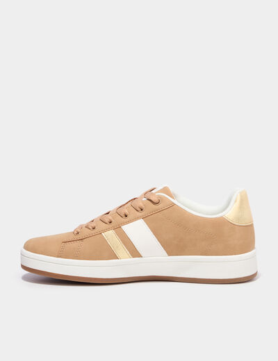 Tennis basses avec lacets sable femme