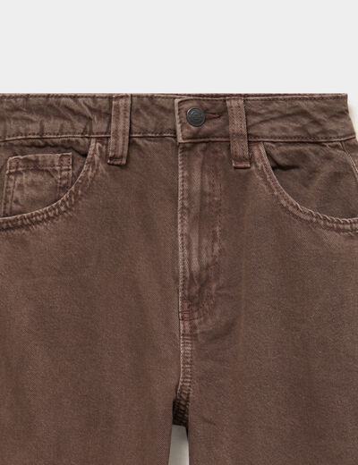 Pantalon baggy taille basse coton marron fonc&eacute; gar&ccedil;on