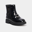 Boots vernies d&eacute;tails bijoux coeur noir fille
