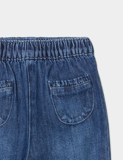 Jeans bas élastiqué coton bleu foncé bébé fille