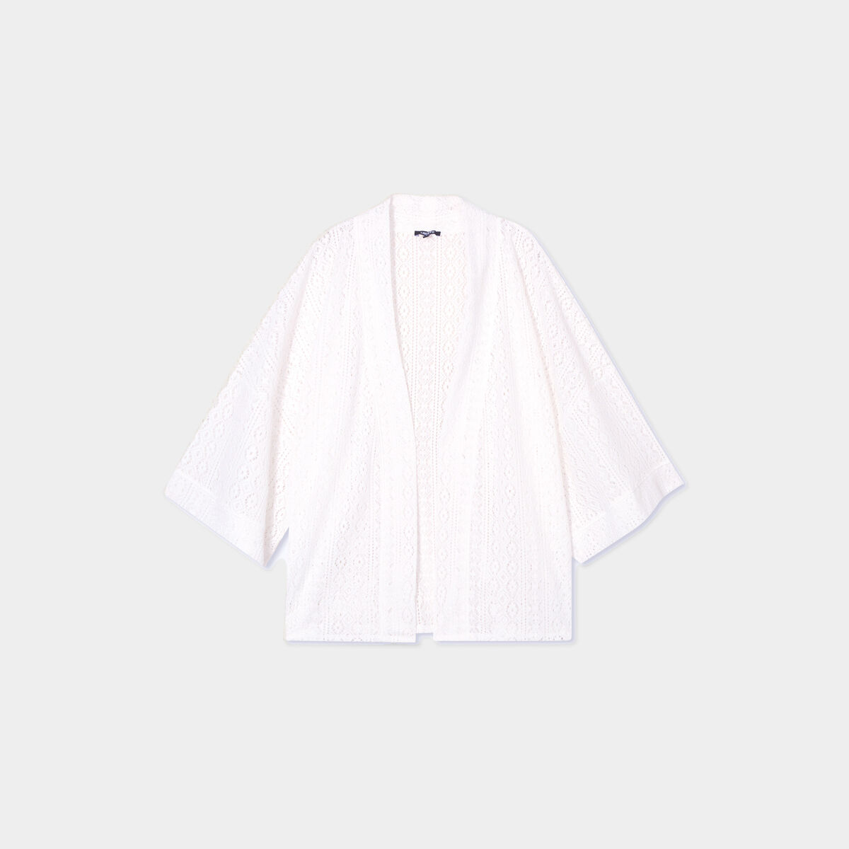 Veste ample esprit kimono dentelle blanc femme