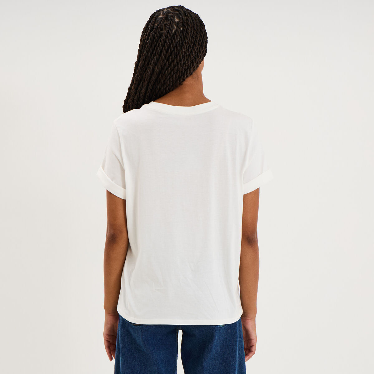 T-shirt logo NAF NAF manches courtes blanc femme
