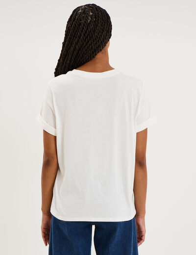 T-shirt logo NAF NAF manches courtes blanc femme