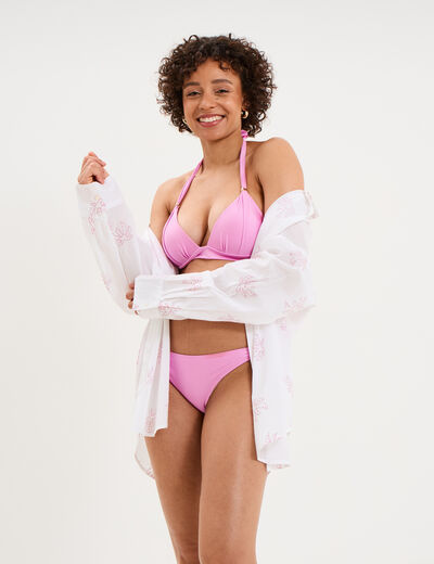Haut de maillot de bain forme triangle rose clair femme