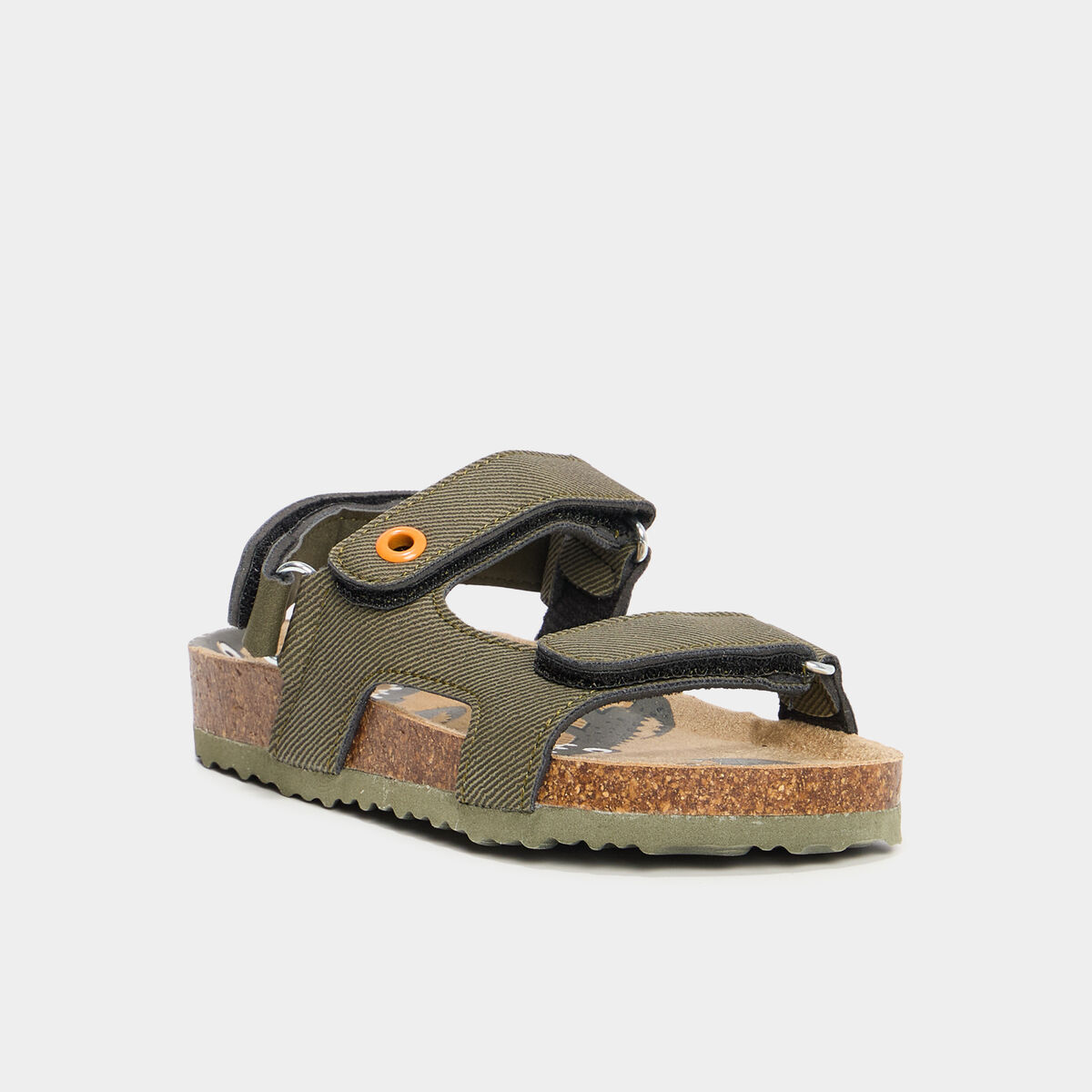 Sandales &agrave; scratchs ajustables vert kaki gar&ccedil;on