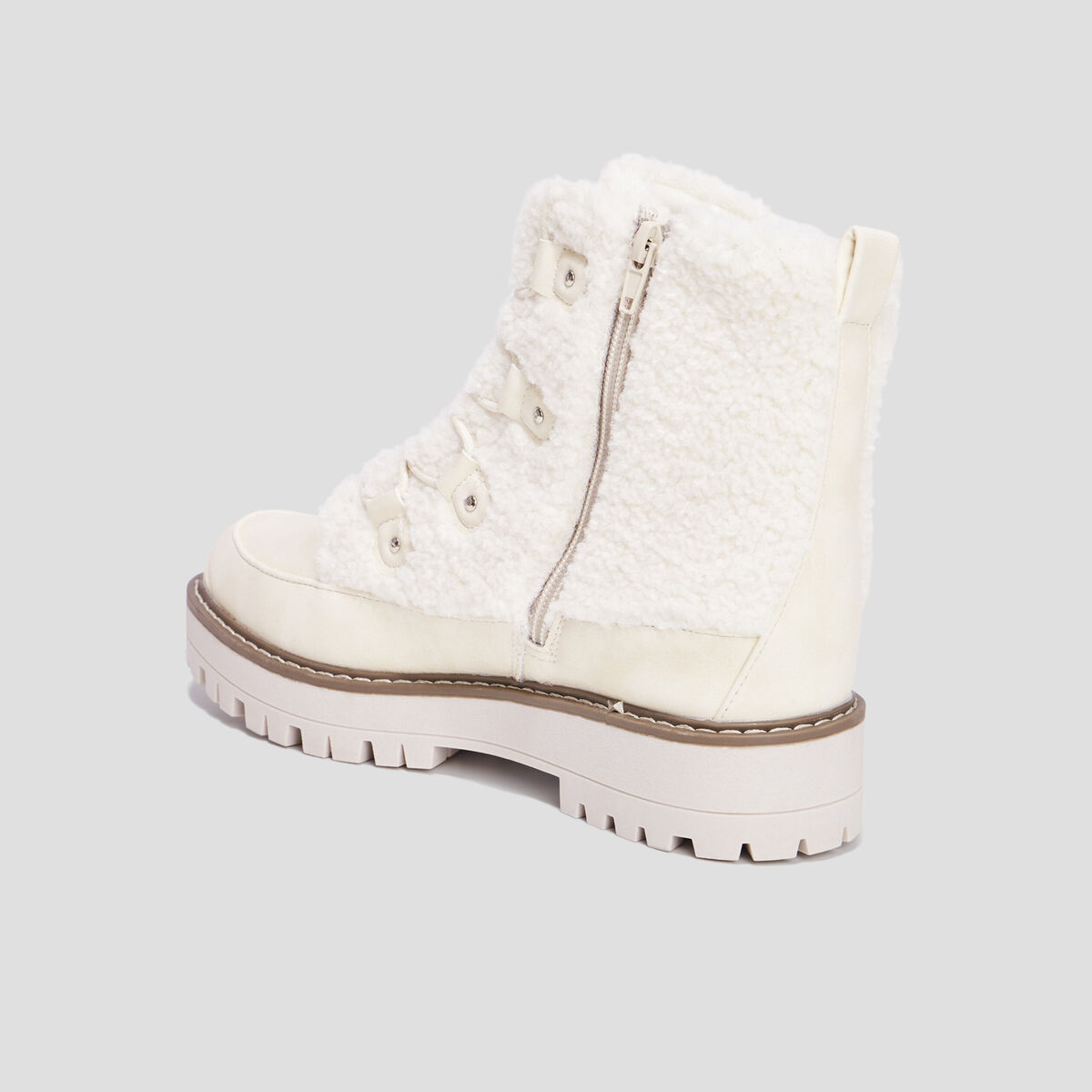 Bottines fausse fourrure blanc femme