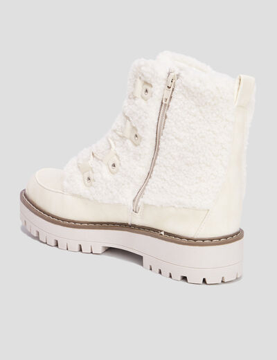 Bottines fausse fourrure blanc femme