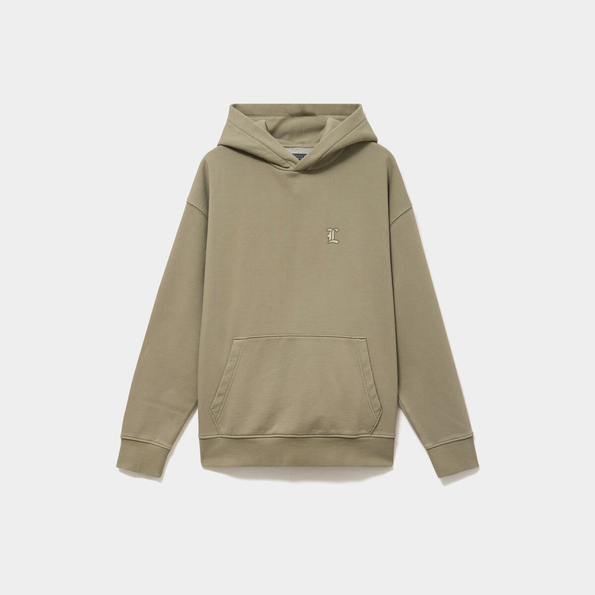 Sweat hoodie 1 poche &agrave; capuche vert kaki homme