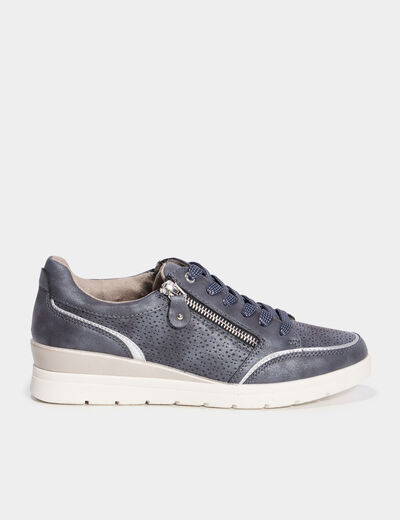 Tennis à lacets zippées bleu marine femme