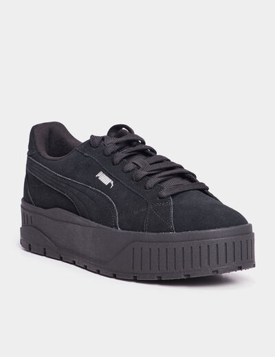 Tennis basses suédine en cuir Puma noir femme