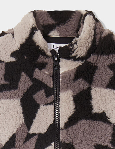 Gilet effet sherpa avec col camionneur noir garçon